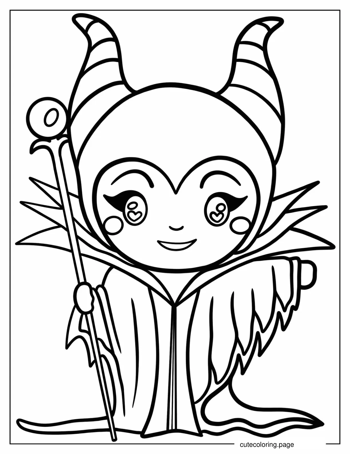 Kawaii Maleficent Coloring Page For Preschoolers coloring page