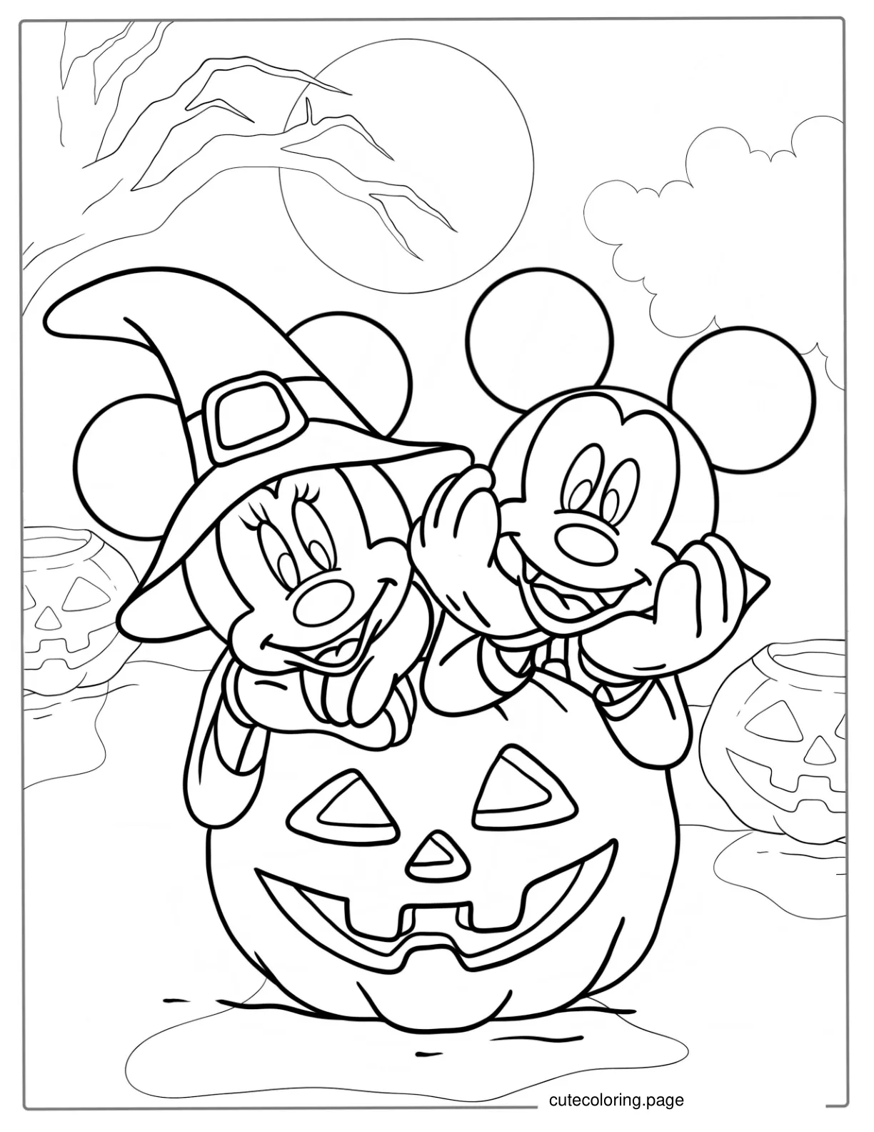 Coloring Page Of Minnie Mouse During Halloween coloring page