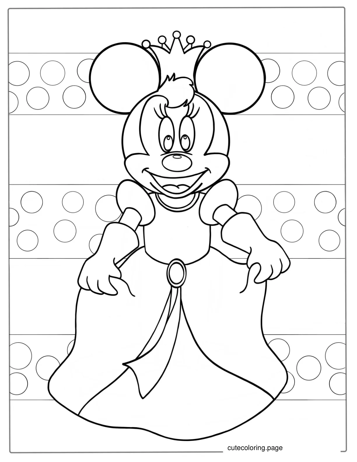 Coloring Page Of Princess Minnie Mouse coloring page