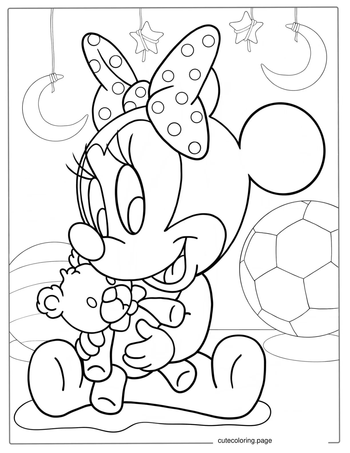 Cute Baby Minnie Mouse Coloring Page For Kids coloring page