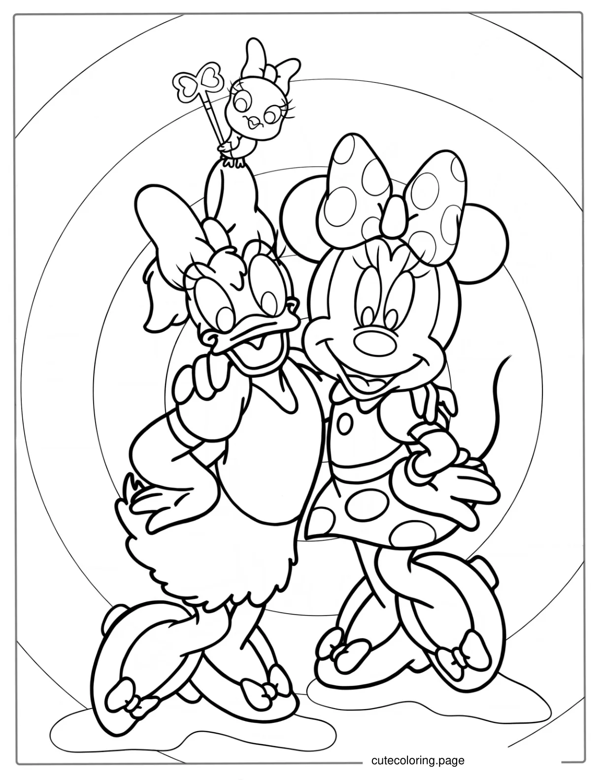 Daisy Duck And Minnie Mouse Coloring Page coloring page