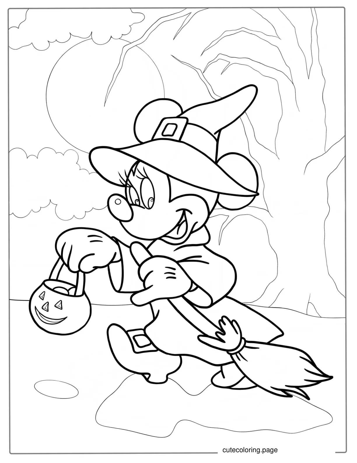 Halloween Themed Minnie Mouse Coloring Page coloring page