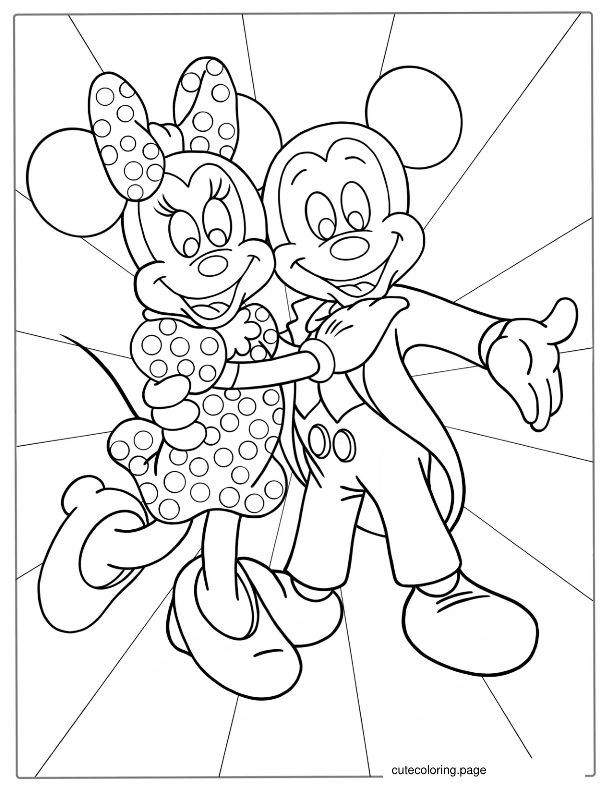 Mickey And Minnie Mouse Dancing coloring page