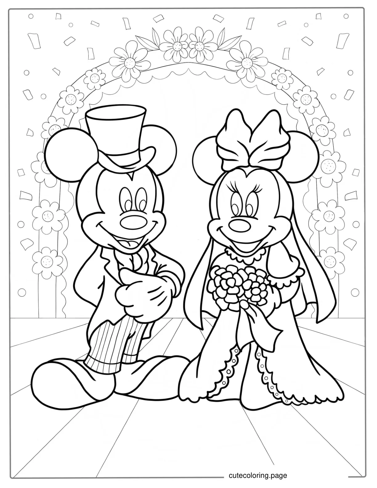 Minnie And Mickey Mouse Wedding Day Coloring Page coloring page