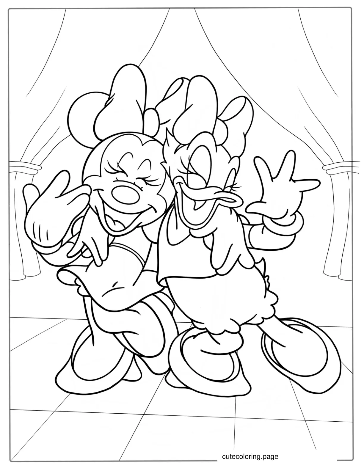 Minnie Mouse And Daisy Duck Laughing Coloring Page coloring page