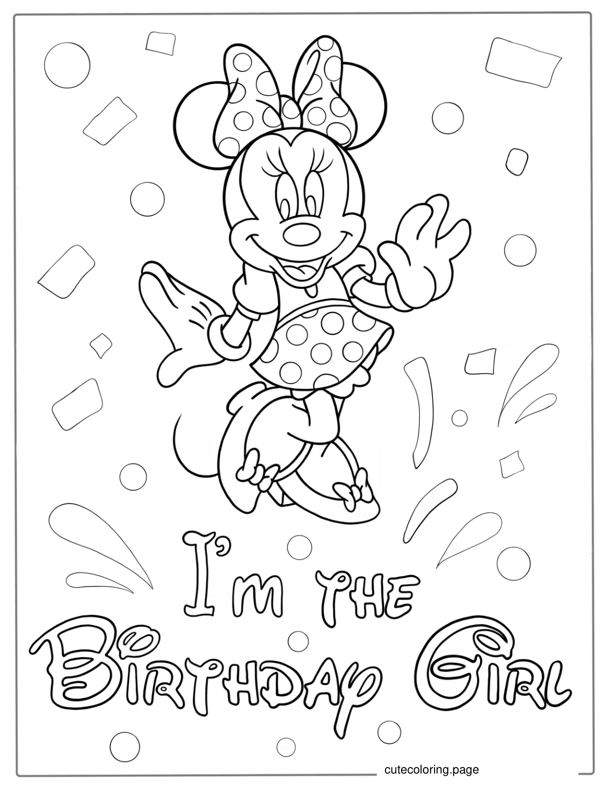 Minnie Mouse Happy Birthday Coloring Page coloring page