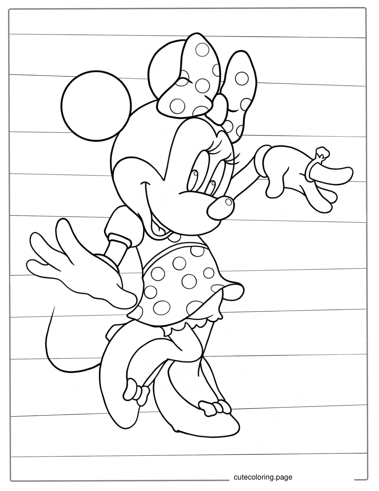 Minnie Mouse Wearing Polkadots Coloring Page coloring page