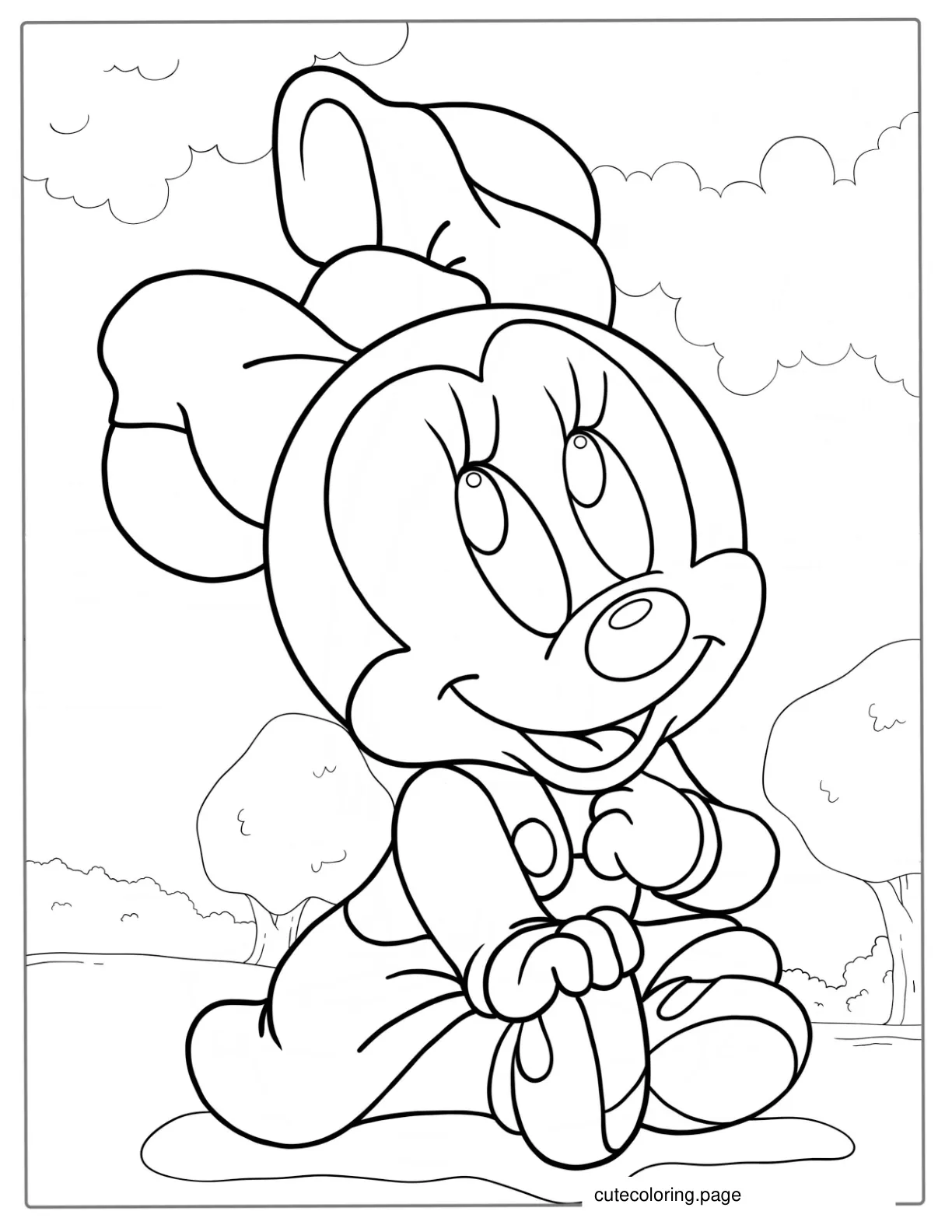 Simple Coloring Sheet Of Baby Minnie Mouse coloring page