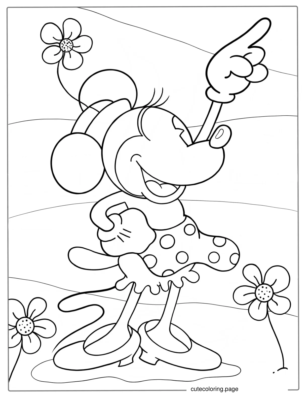 Vintage Style Minnie Mouse Coloring Picture coloring page