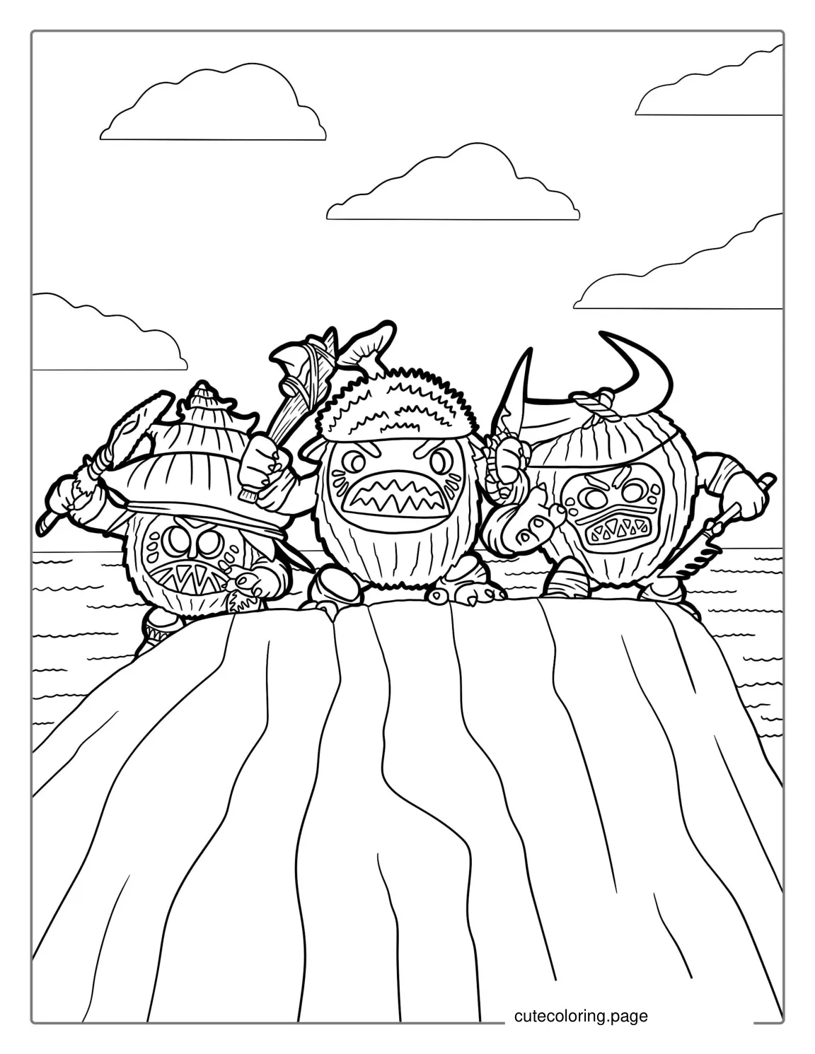 Coconut Pirate Characters From Moana To Color coloring page