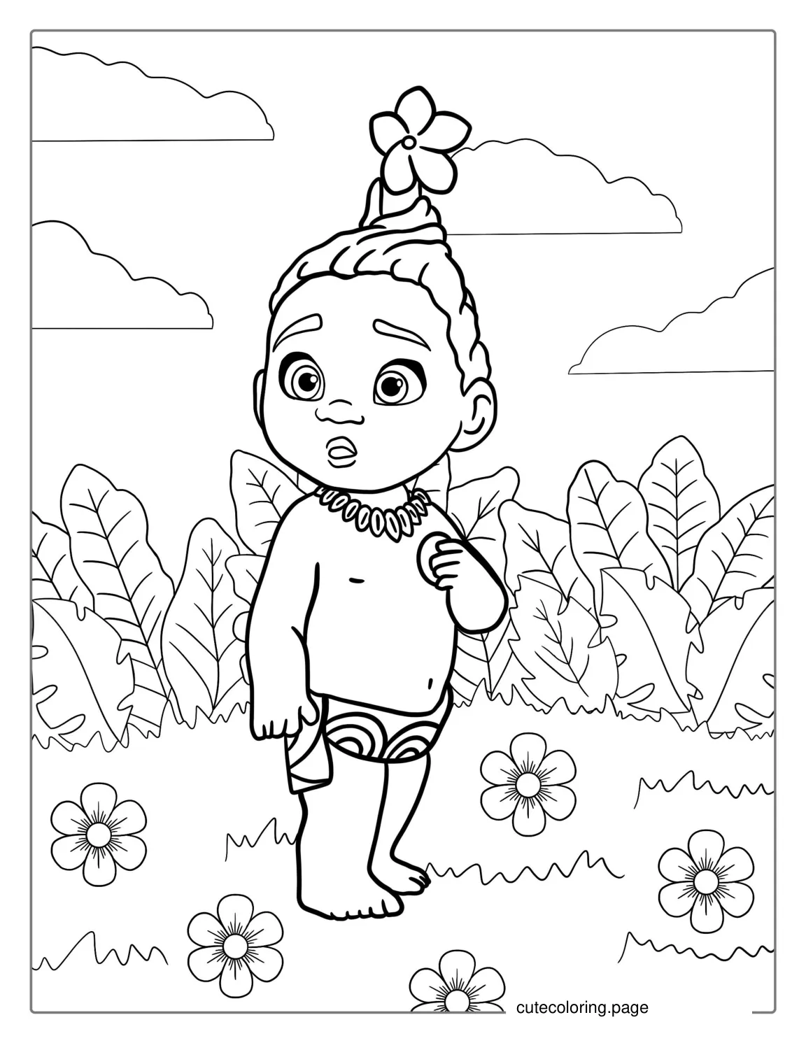 Cute Baby Moana Coloring Page coloring page