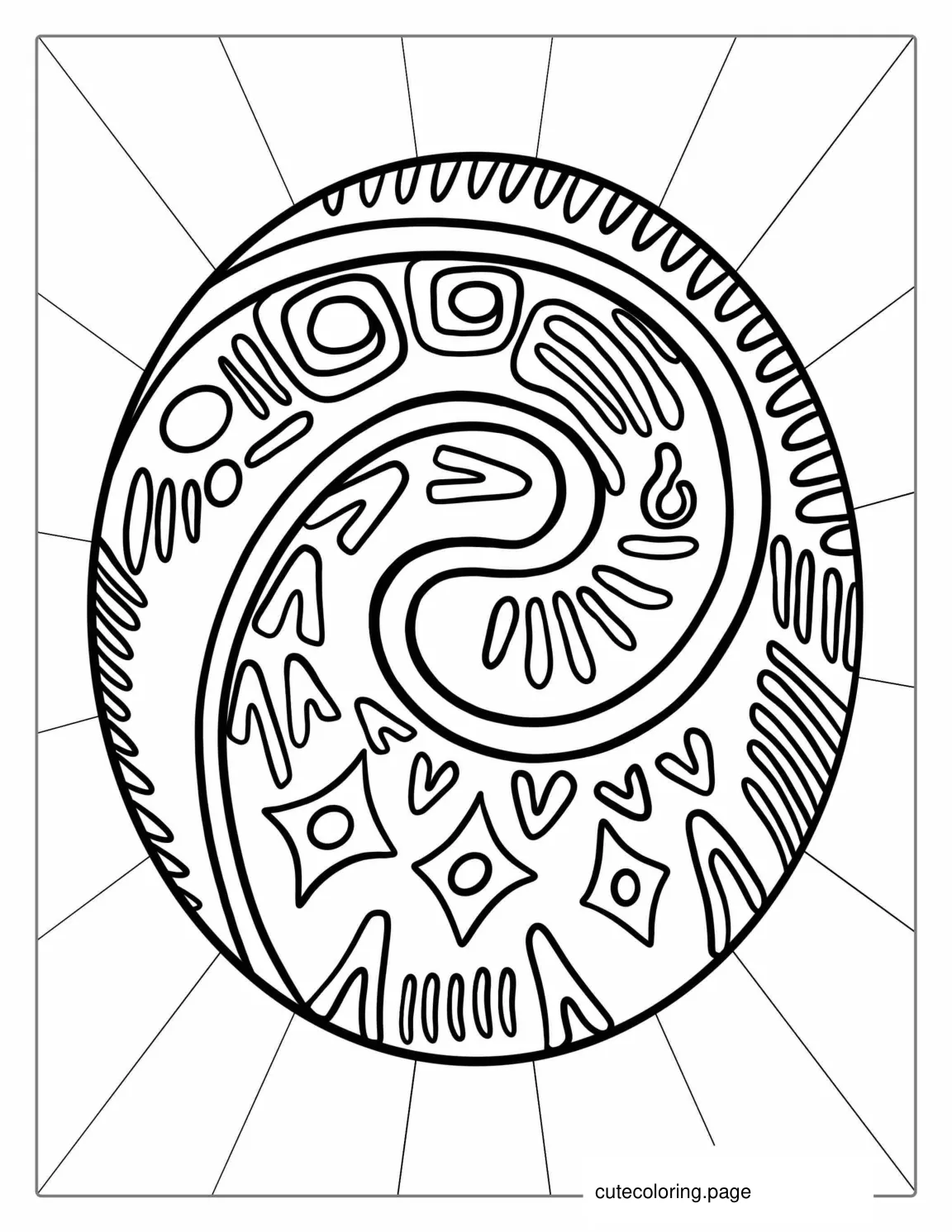 Easy Outline Of The Heart of Te Fiti Stone coloring page