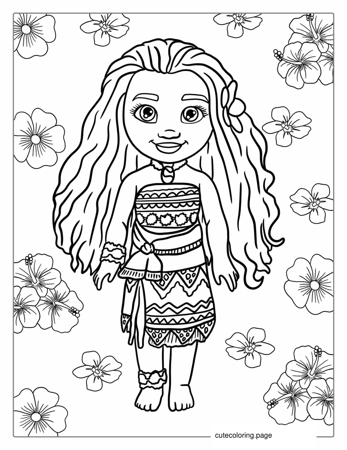 Kawaii Themed Moana To Color coloring page