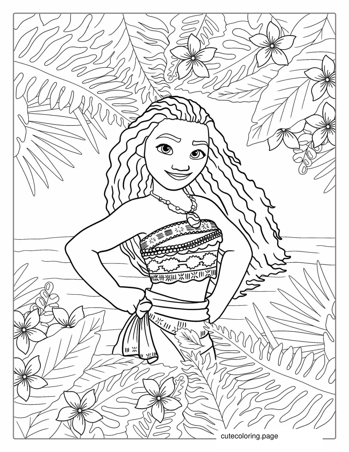 Moana Waialiki Princess Coloring Page coloring page