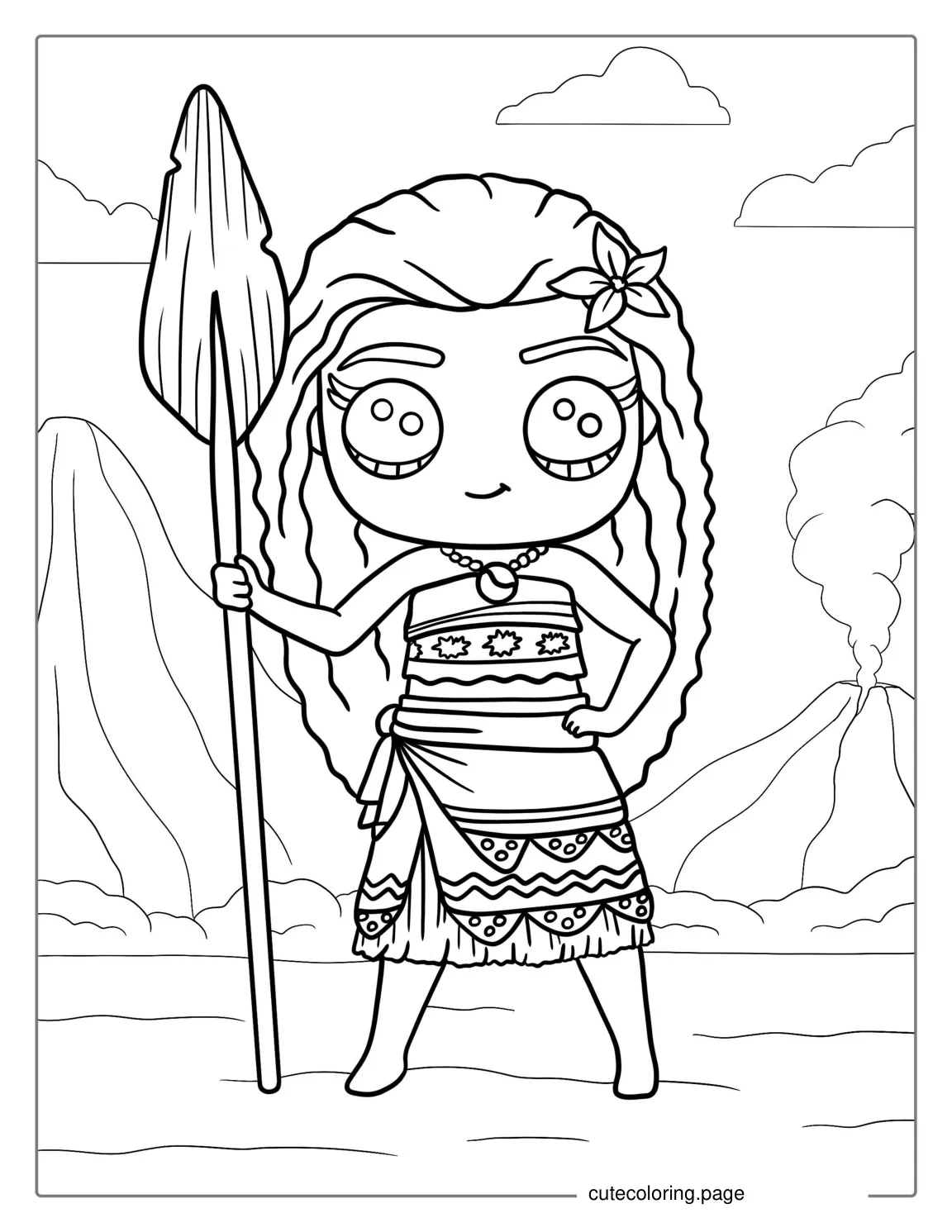 Princess Moana Coloring Page In Kawaii Theme coloring page