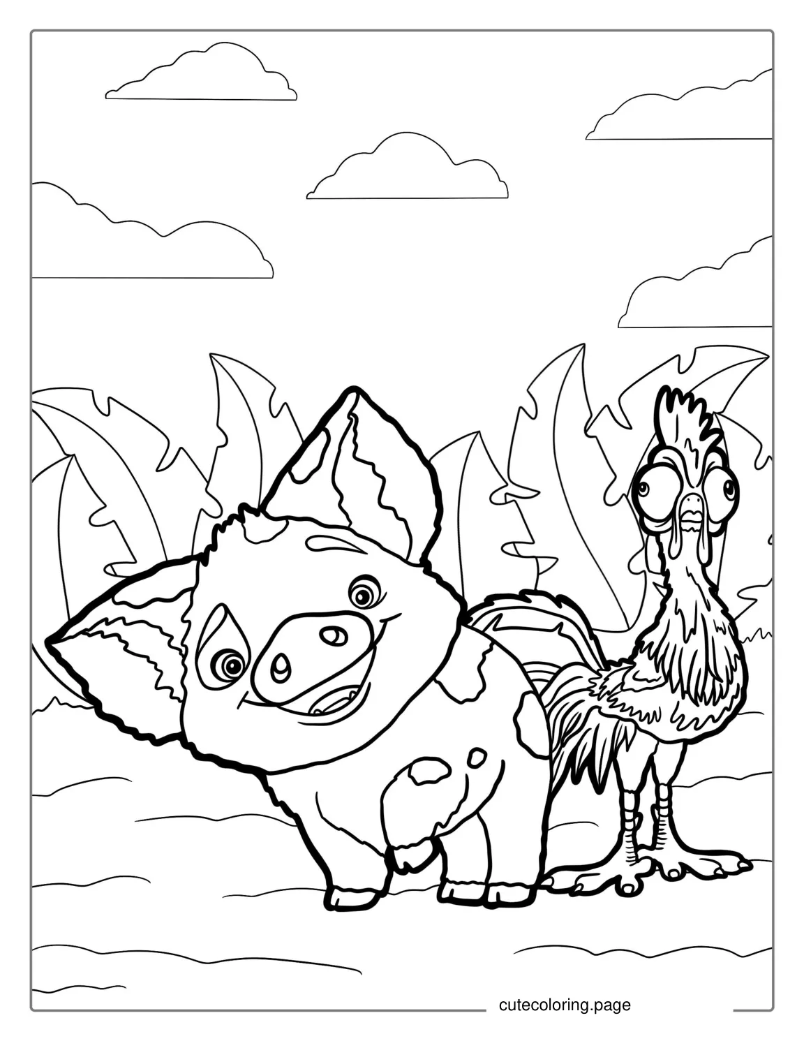 Pua And Hei Hei Coloring Page For Kids coloring page