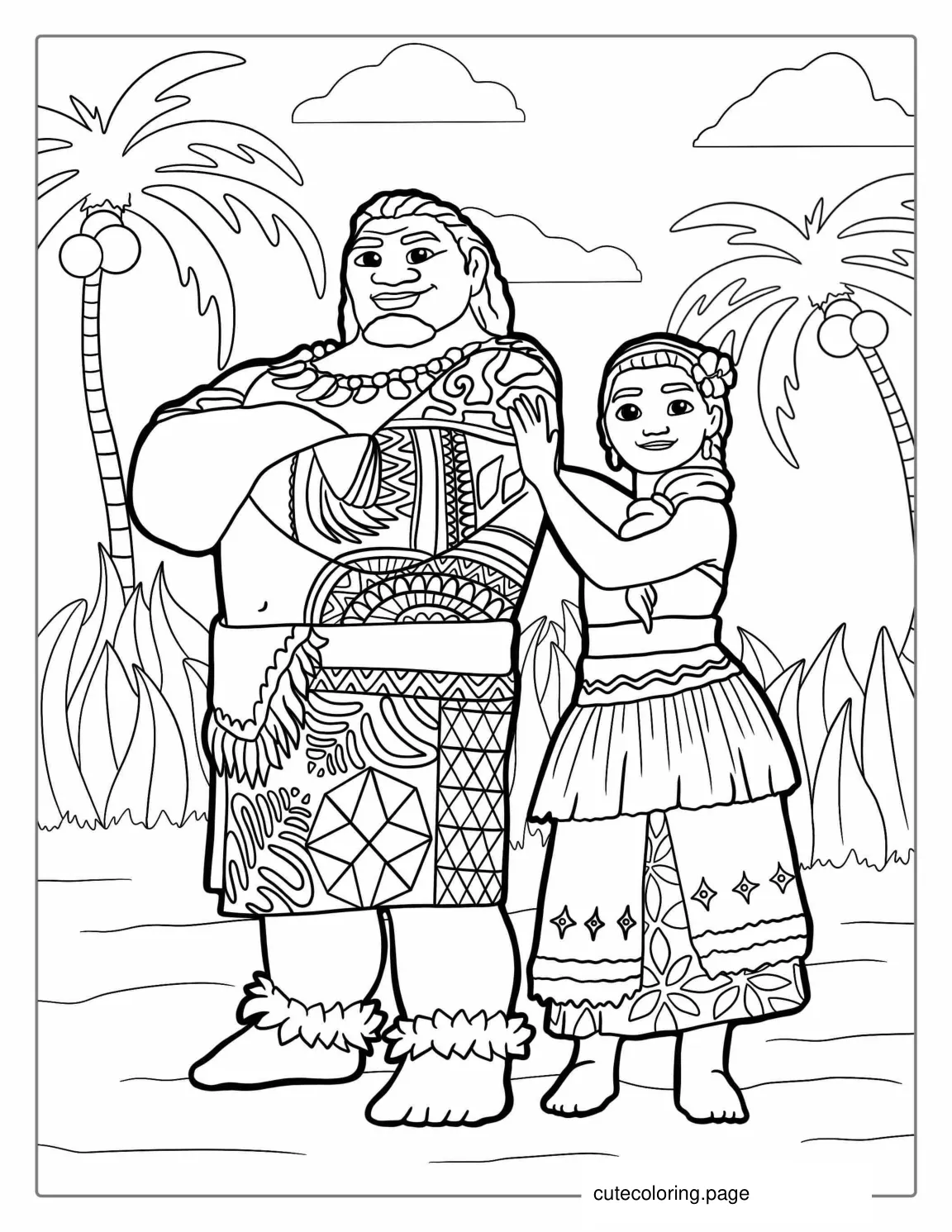 Sina and Chief Tui Coloring Page coloring page