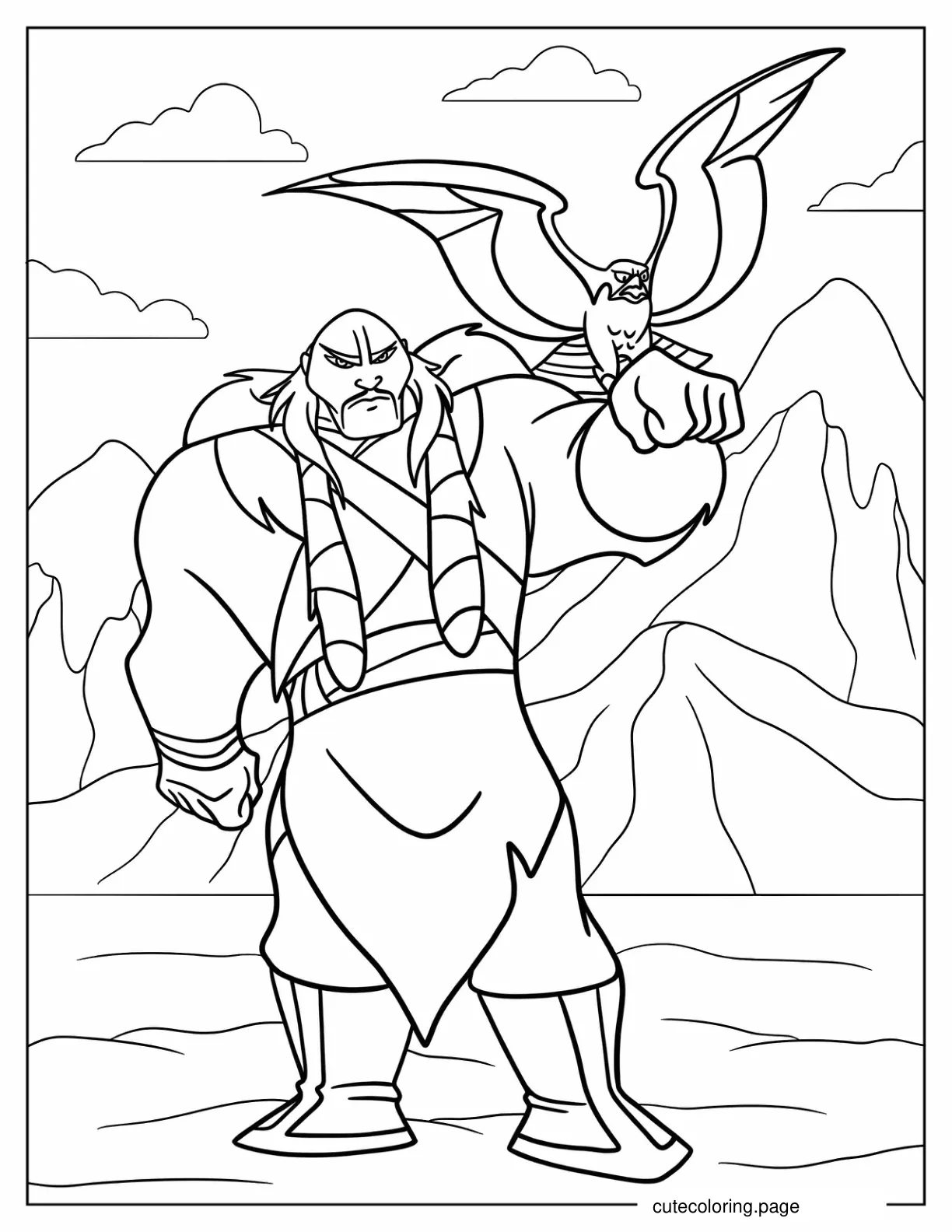 Coloring Sheet Of Shan Yu With Eagle coloring page