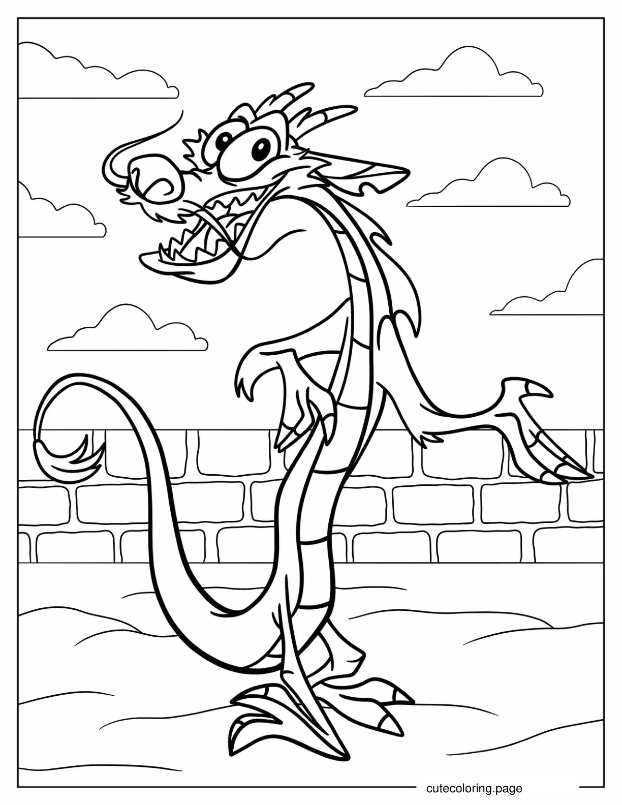 Detailed Mushu Coloring Page coloring page