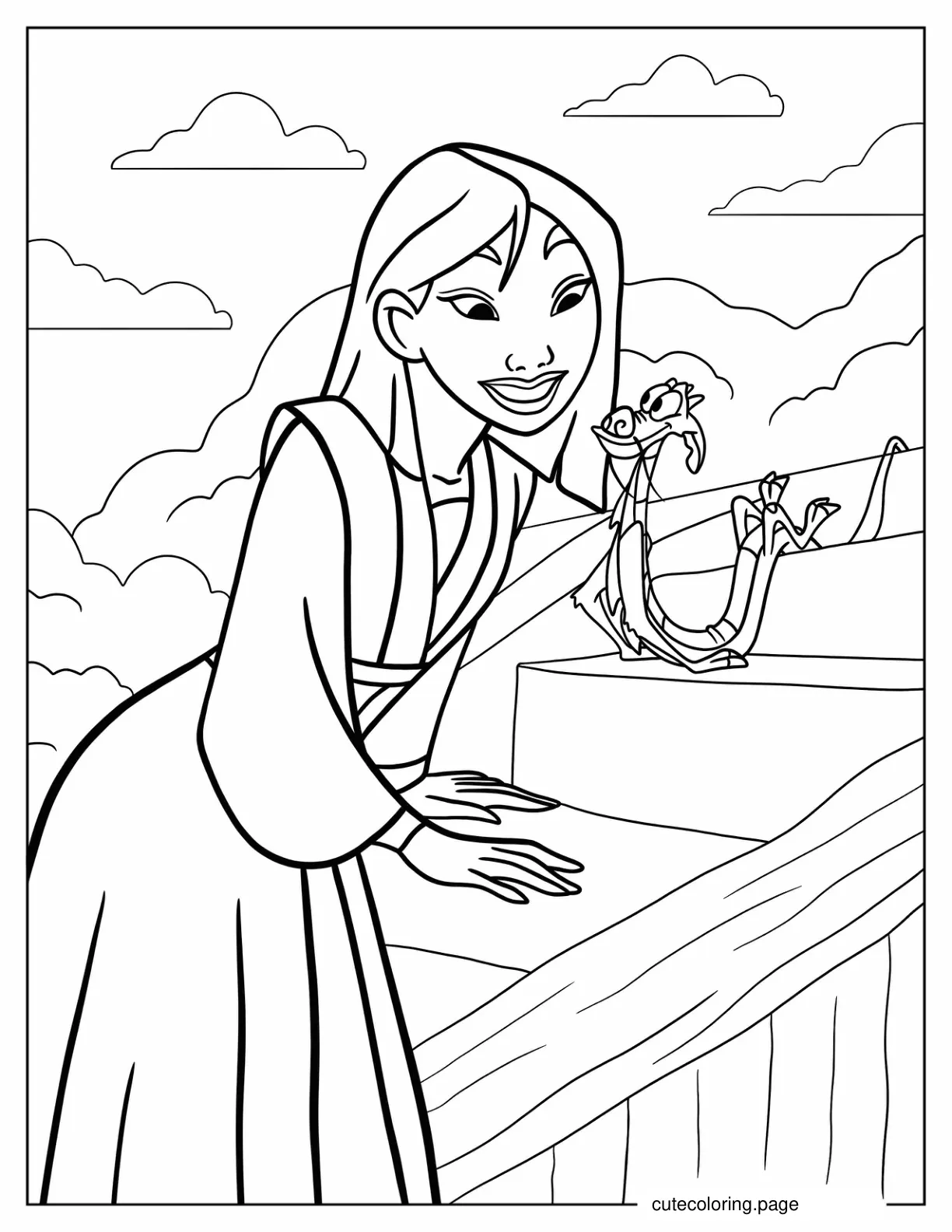 Mulan And Mushu Coloring Page coloring page