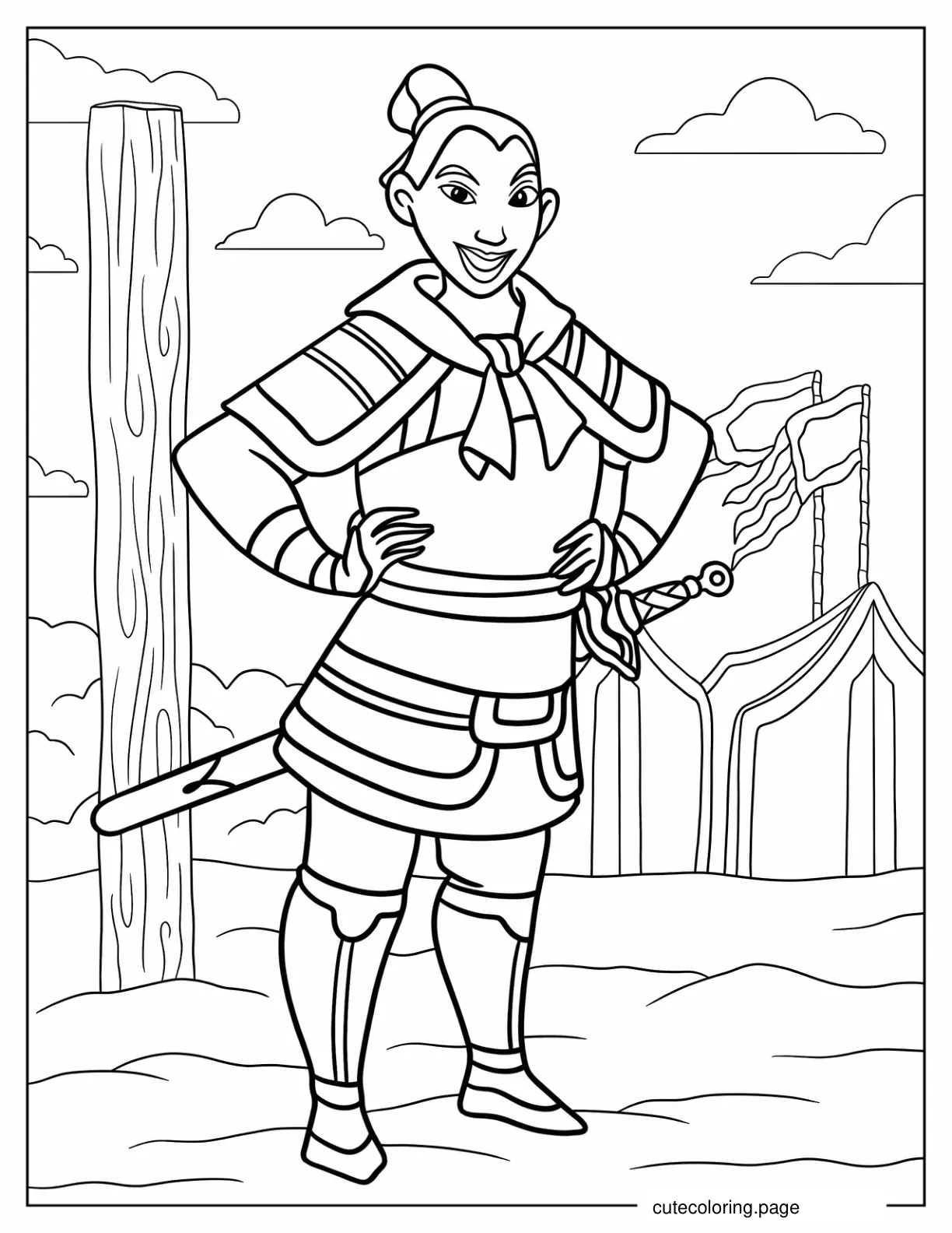 Mulan Pretending To Be A Man coloring page