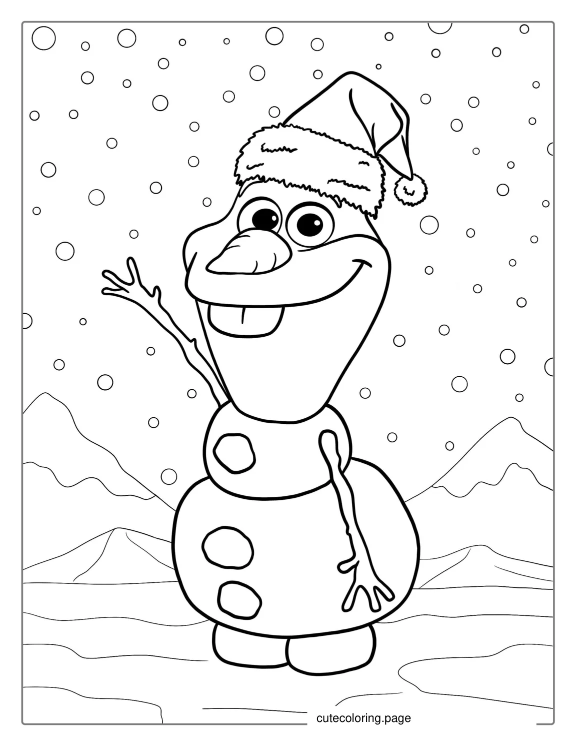 Christmas Themed Olaf Coloring Page coloring page