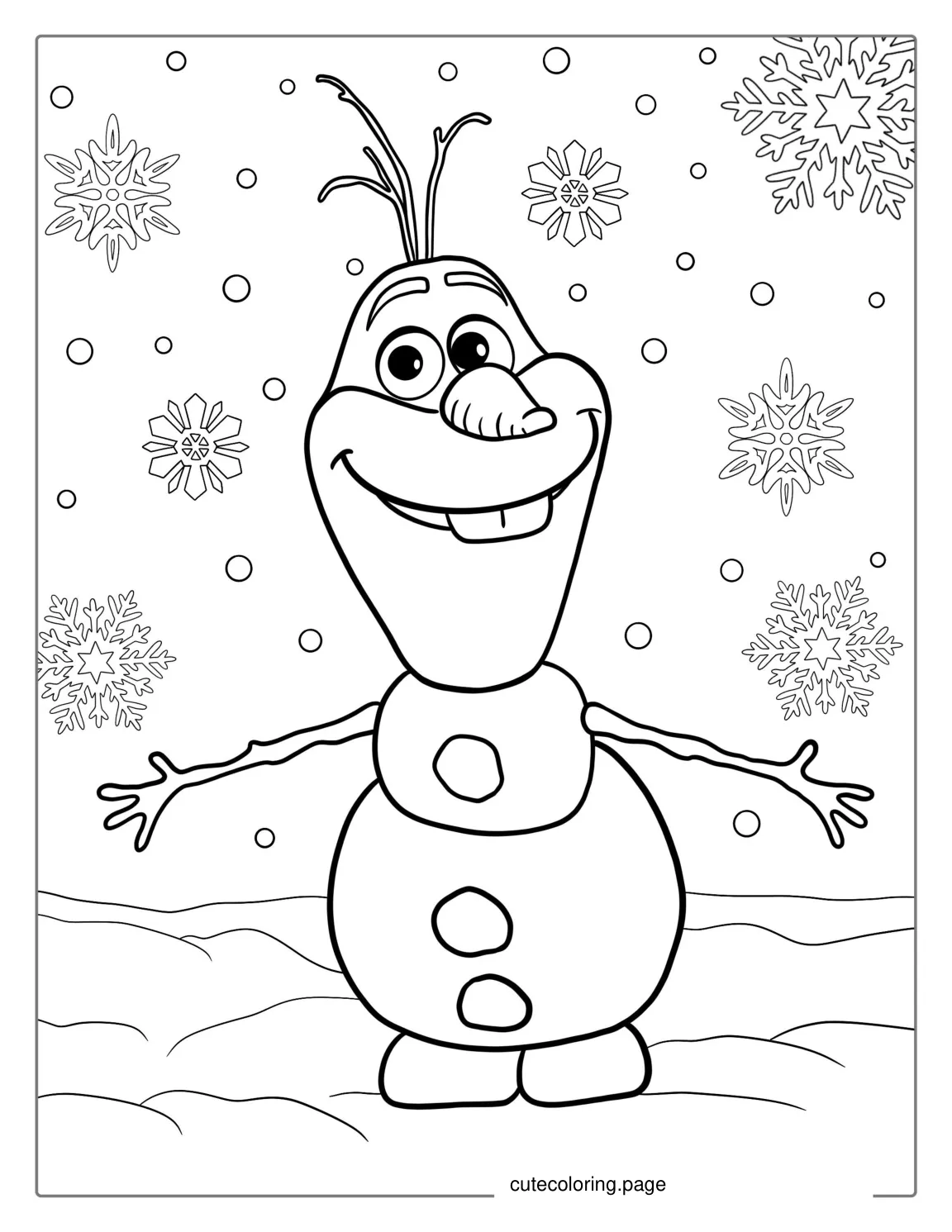 Coloring Page Of Olaf With Ice Crystals coloring page