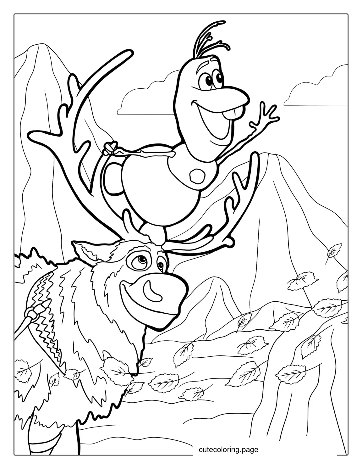 Coloring Page Of Sven And Olaf coloring page