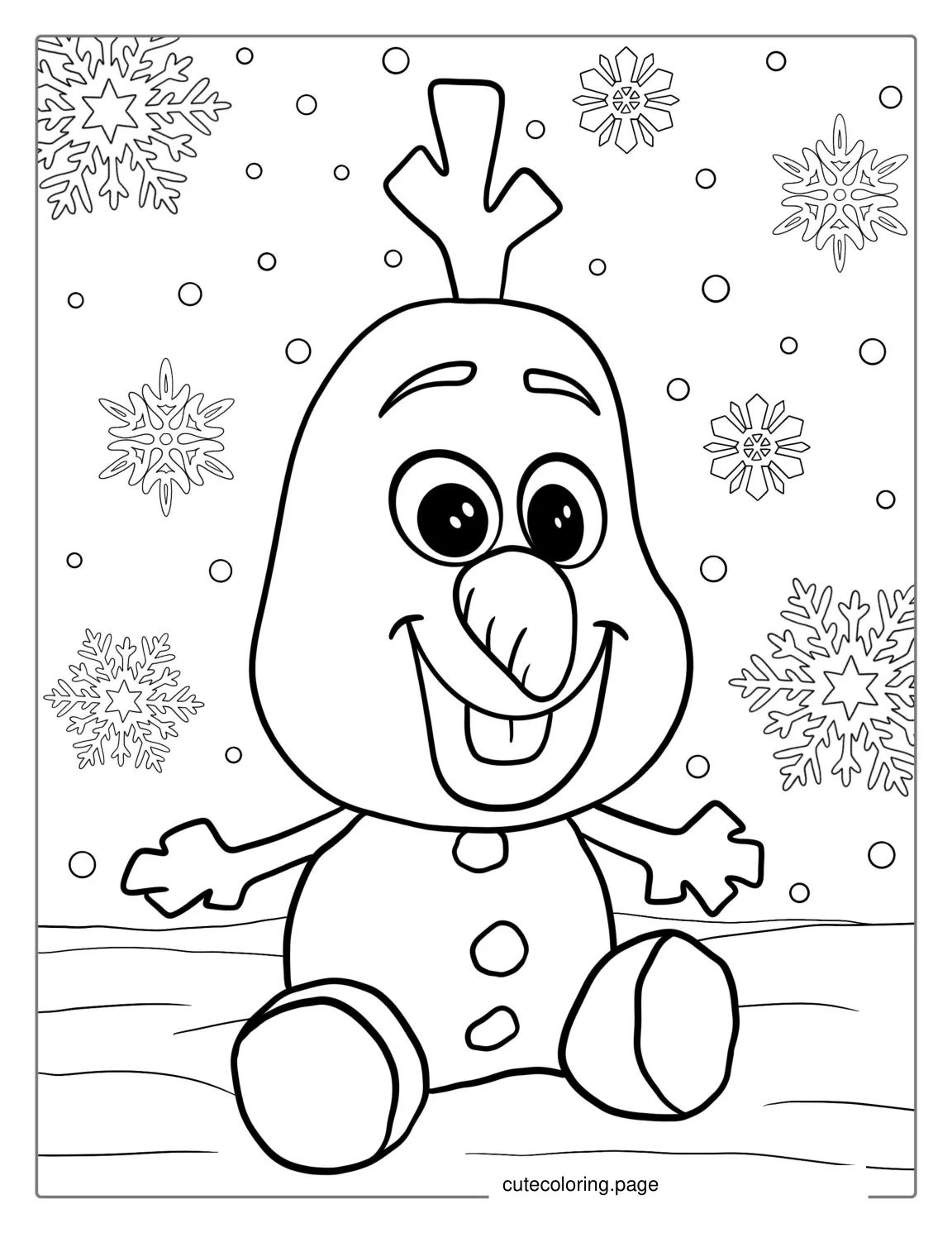 Cute Baby Olaf To Color For Preschoolers coloring page