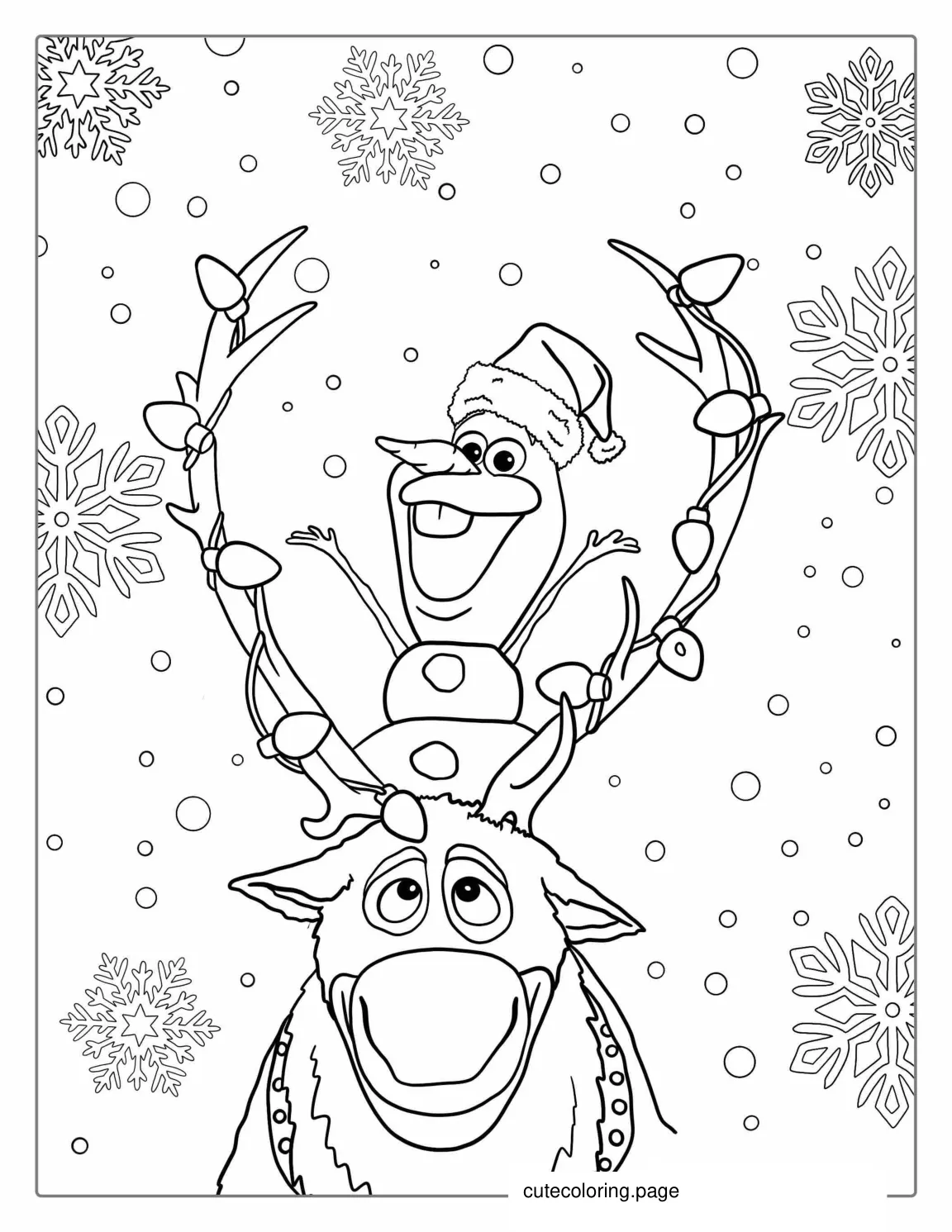 Olaf And Sven Christmas Coloring Sheet coloring page