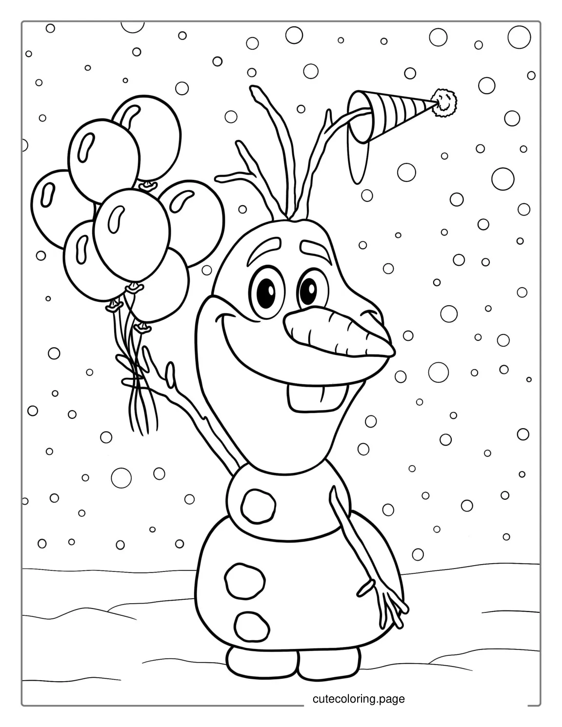 Olaf Happy Birthday Coloring Page For Kids coloring page