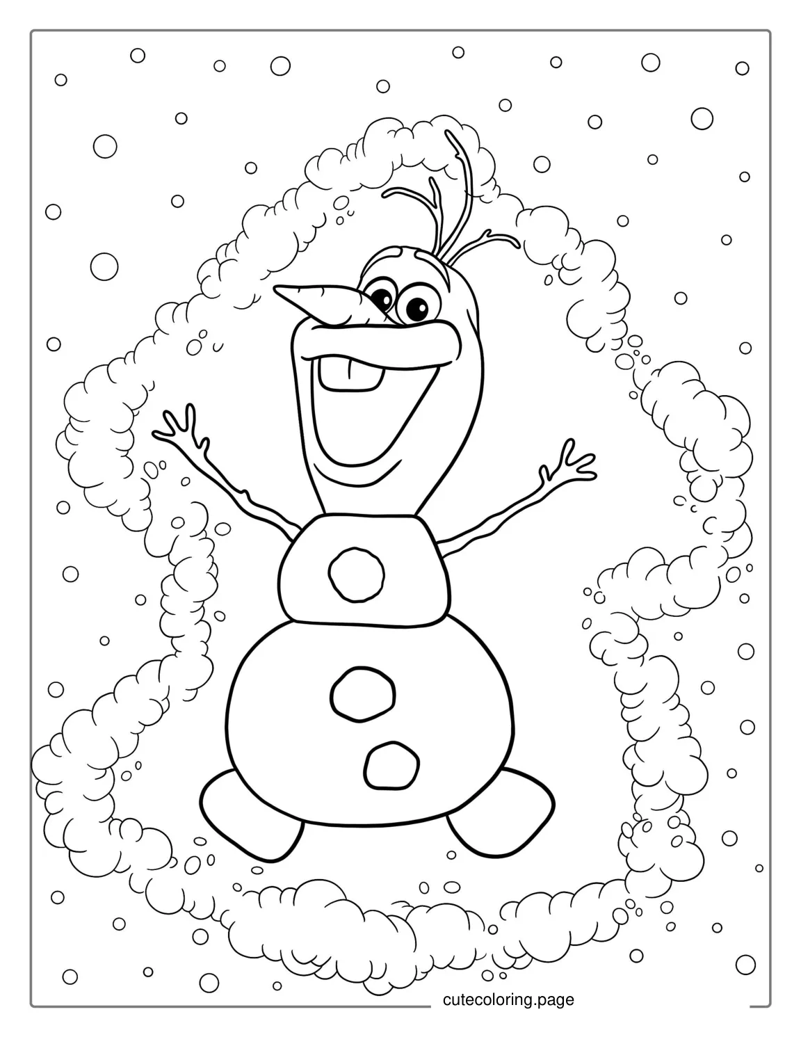 Olaf Making A Snow Angel To Color coloring page