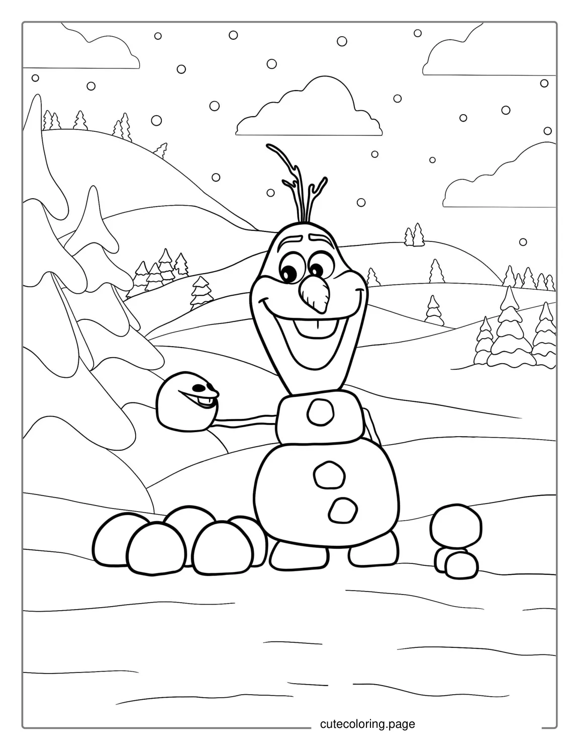 Olaf With Snowgies To Color coloring page