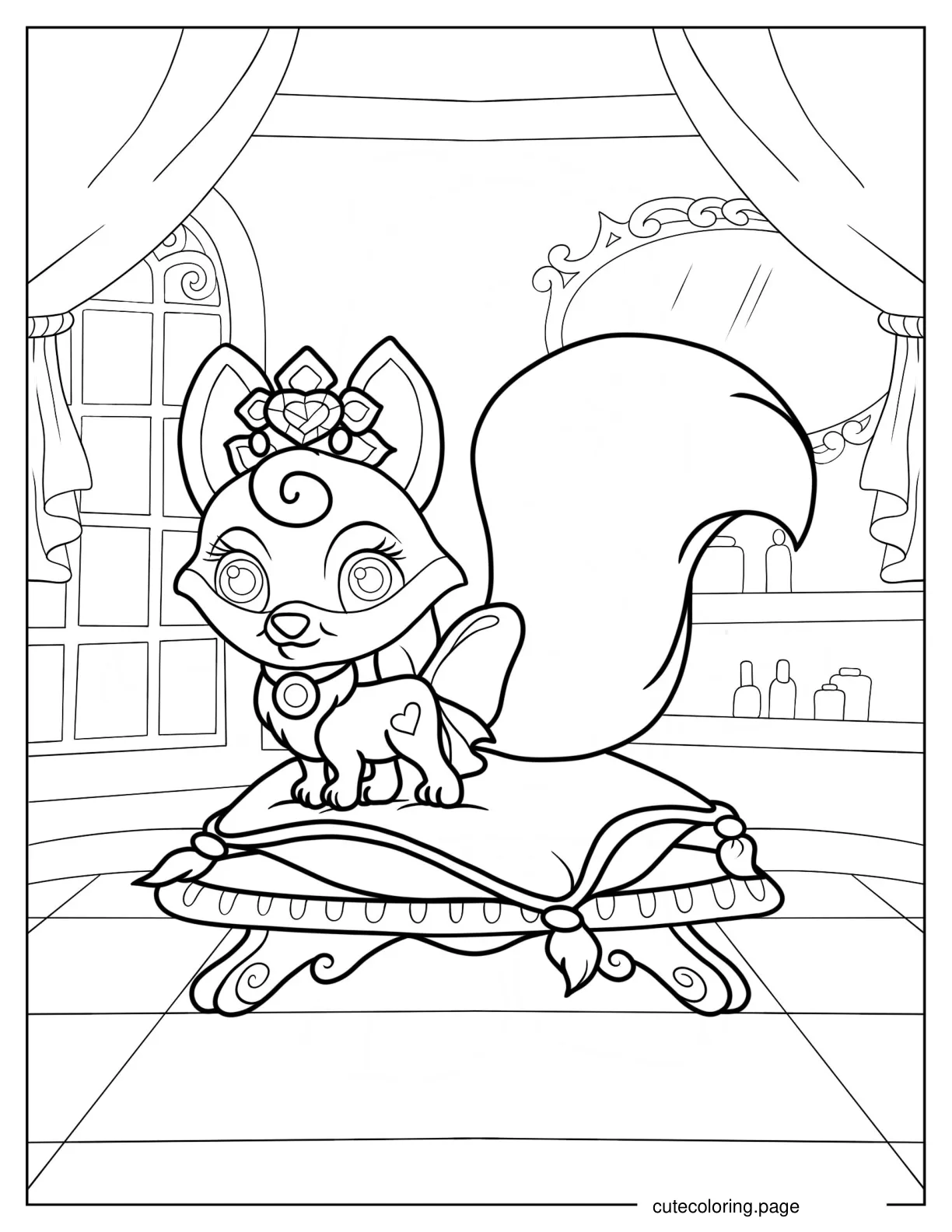 Adorable Nuzzles With Crown Standing On Cushion Coloring Sheet coloring page