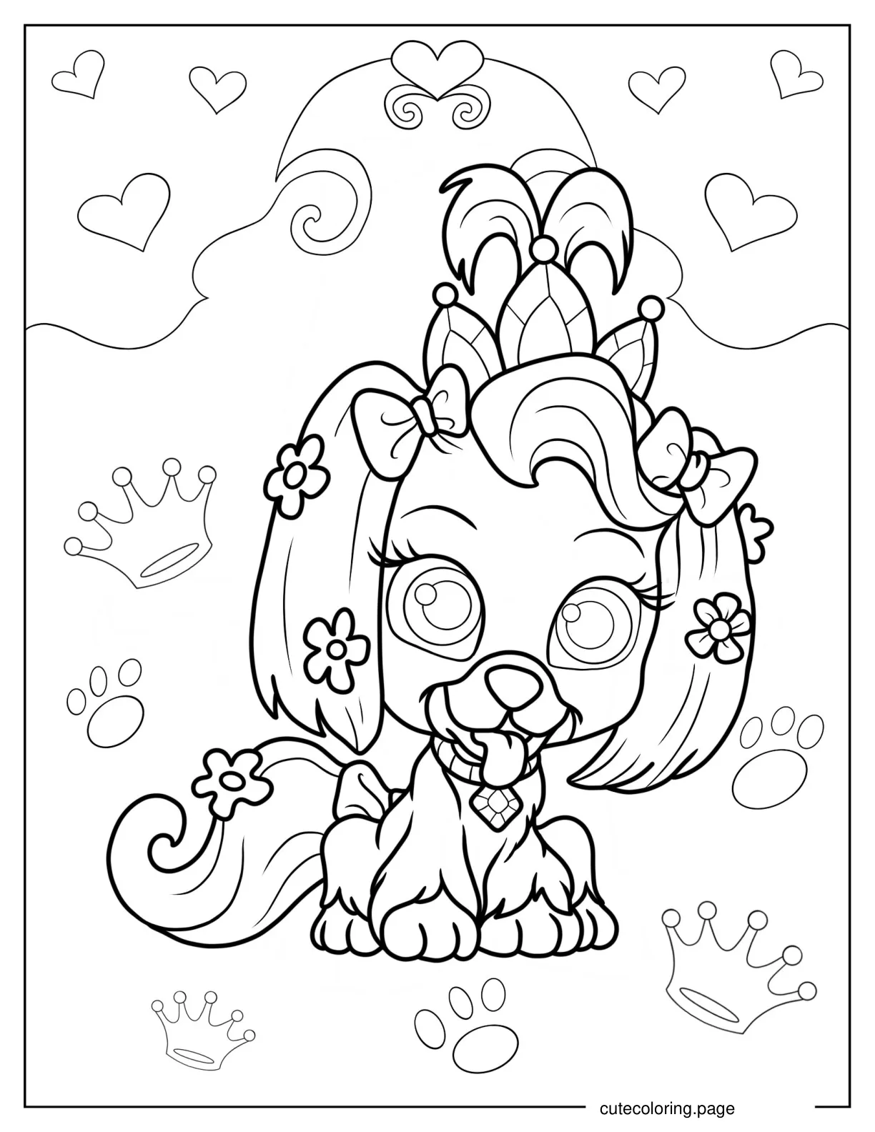 Cute Daisy With Diamond Collar Palace Pets coloring page