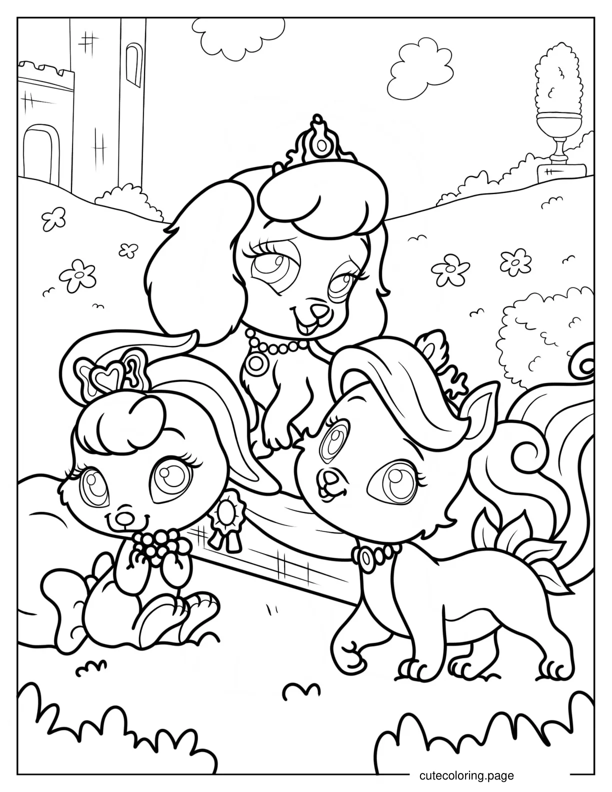 Cute Palace Pets Pumpkin Treasure And Berry Coloring Page For Kids coloring page