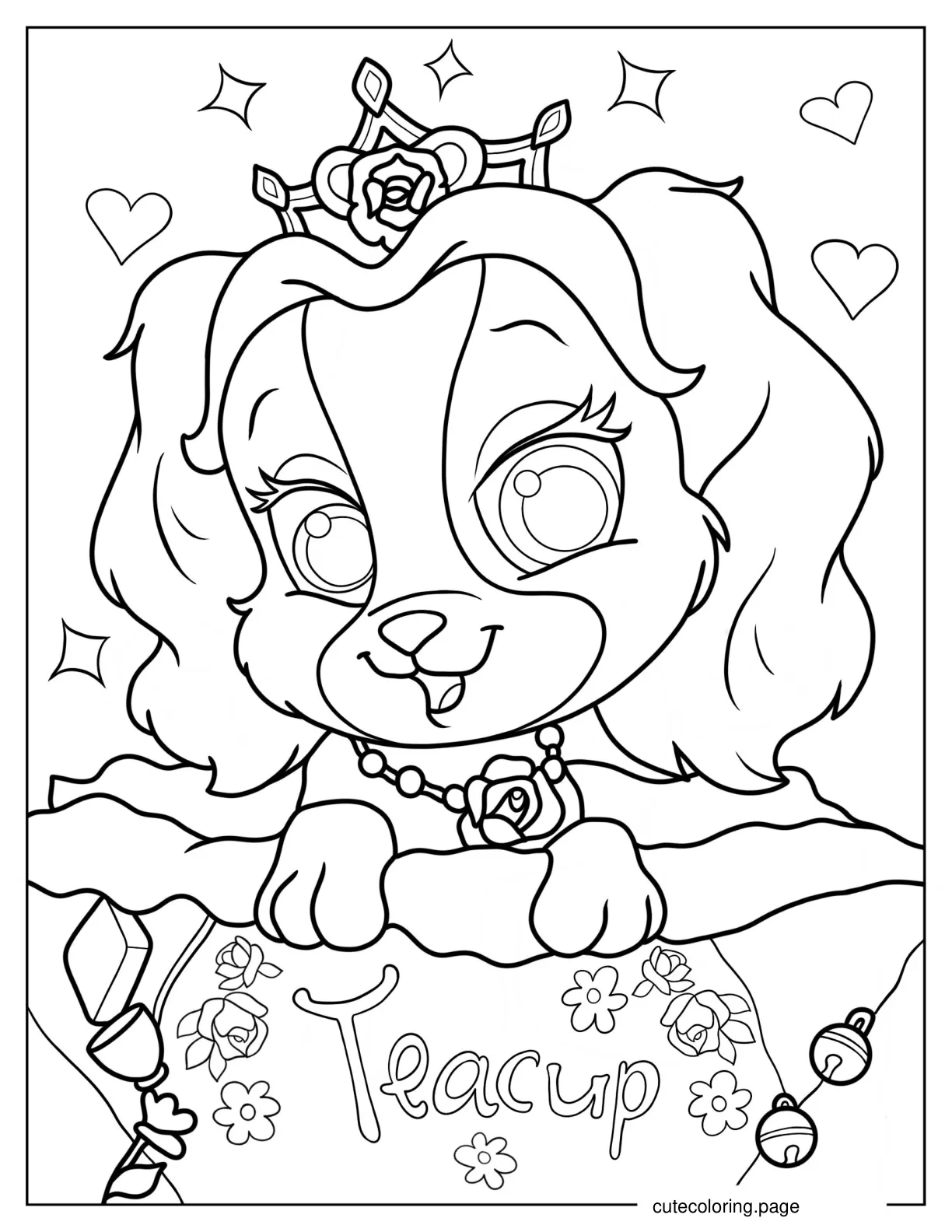 Detailed Teacup With Crown Coloring Page coloring page