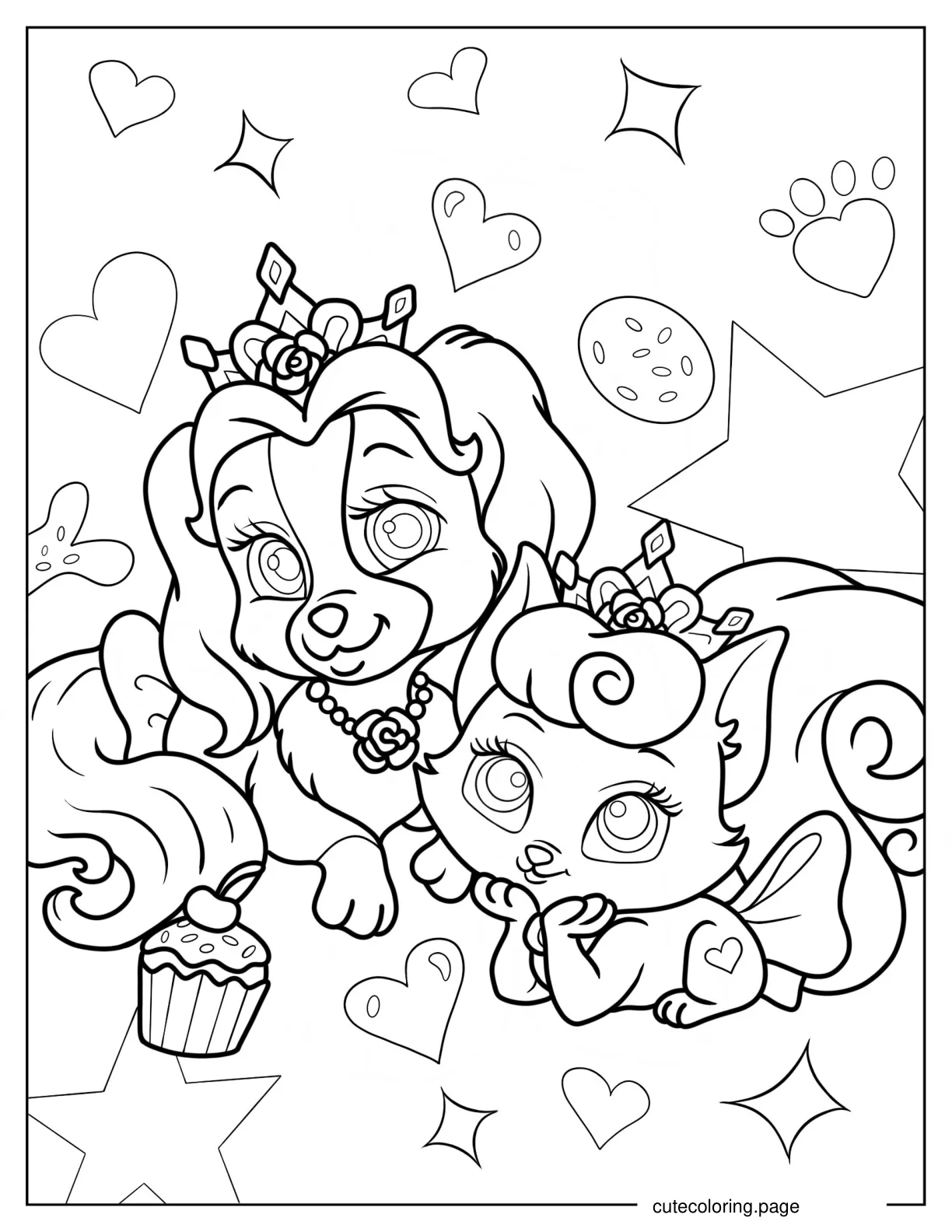 Kawaii Palace Pets Teacup And Berry Coloring Sheet For Kids coloring page