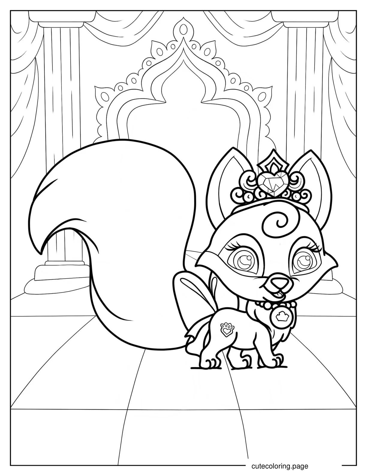 Palace Pets Nuzzles Wearing Crown Coloring Page coloring page