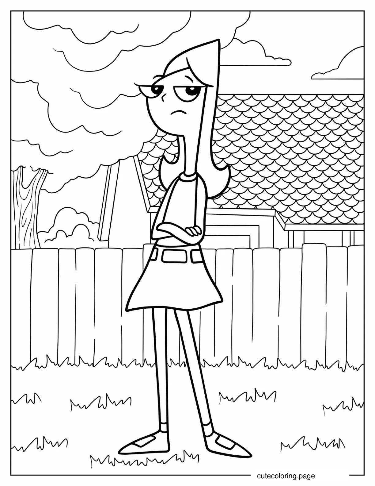 Candace Flynn Frowning Coloring Sheet coloring page