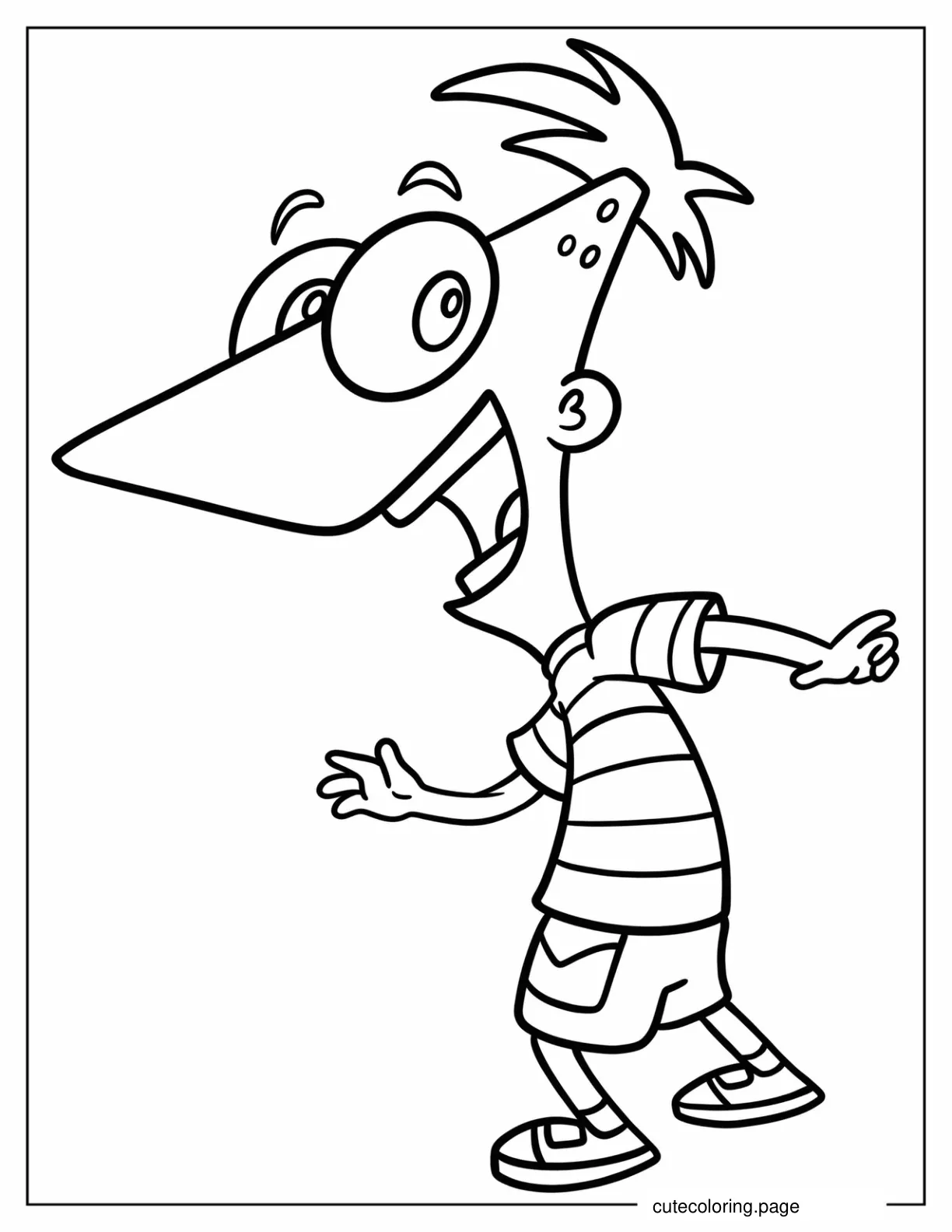 Happy Phineas Flynn Coloring Page For Kids coloring page