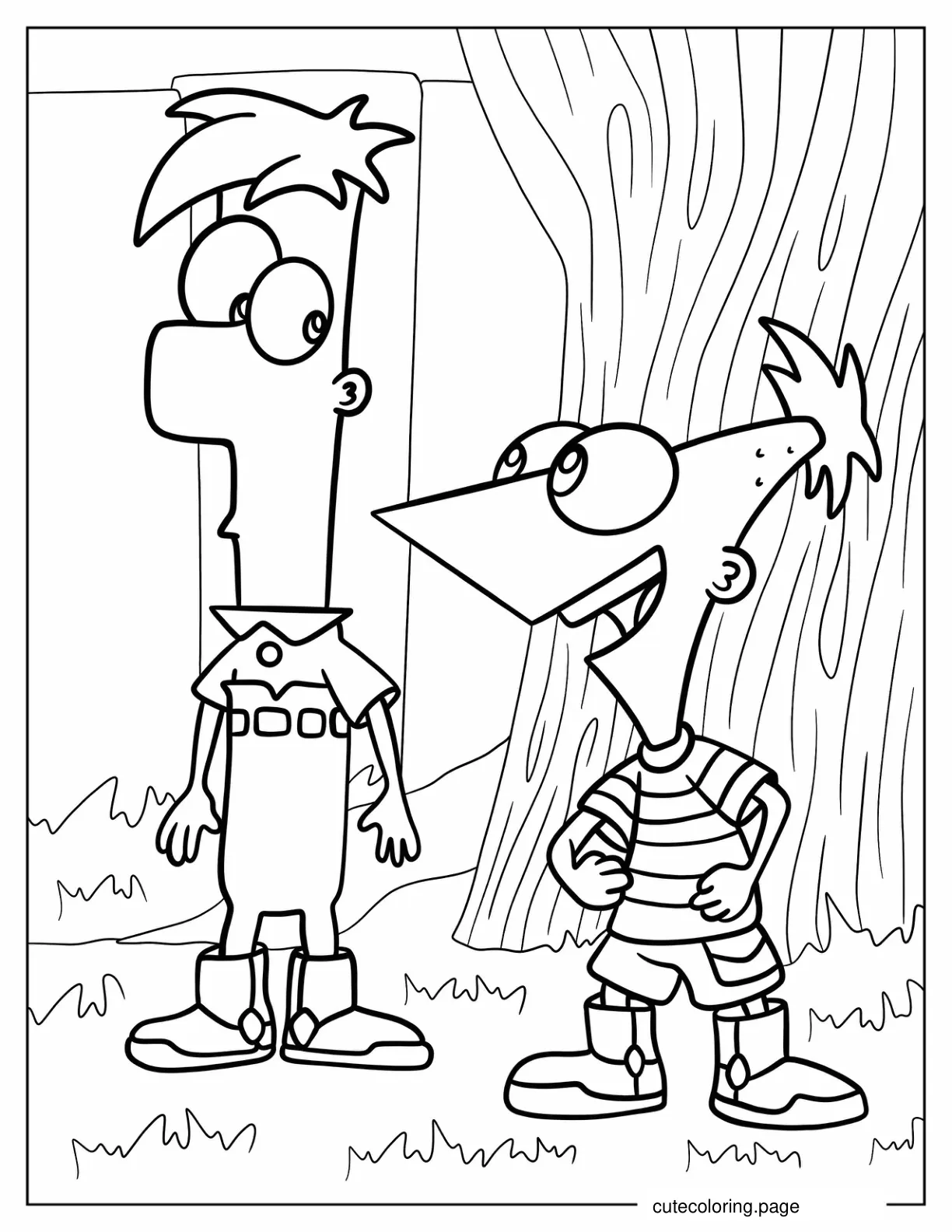 Phineas And Ferb In The Backyard Coloring Sheet coloring page