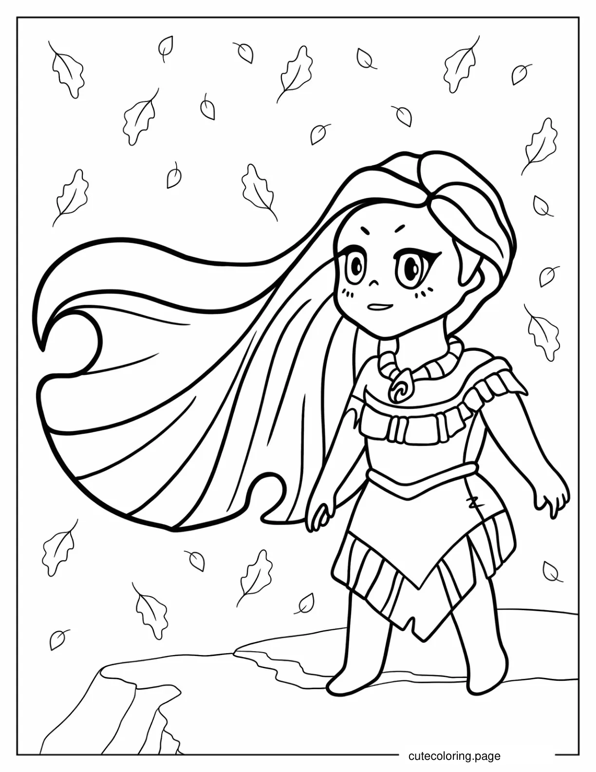 Chibi Pocahontas Coloring Page For Kids coloring page