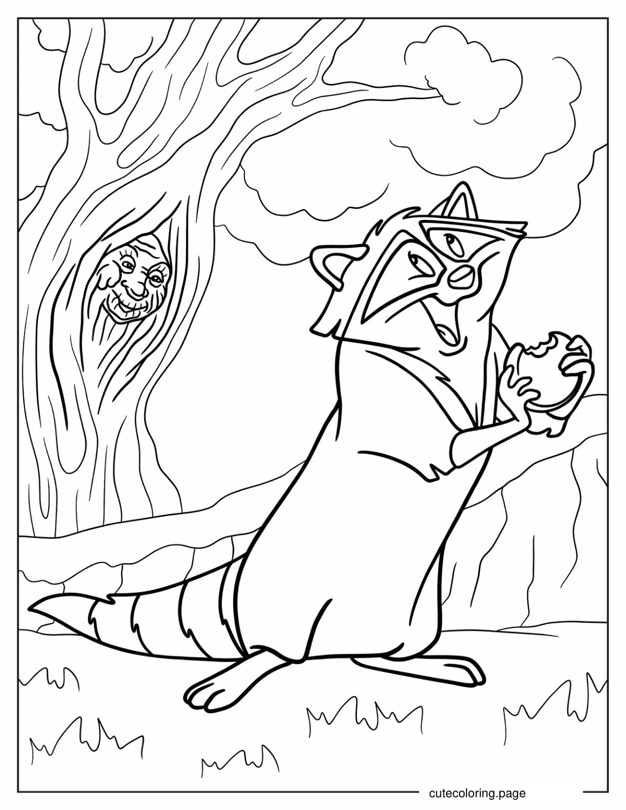 Coloring Sheet Of Meeko Eating Biscuit coloring page