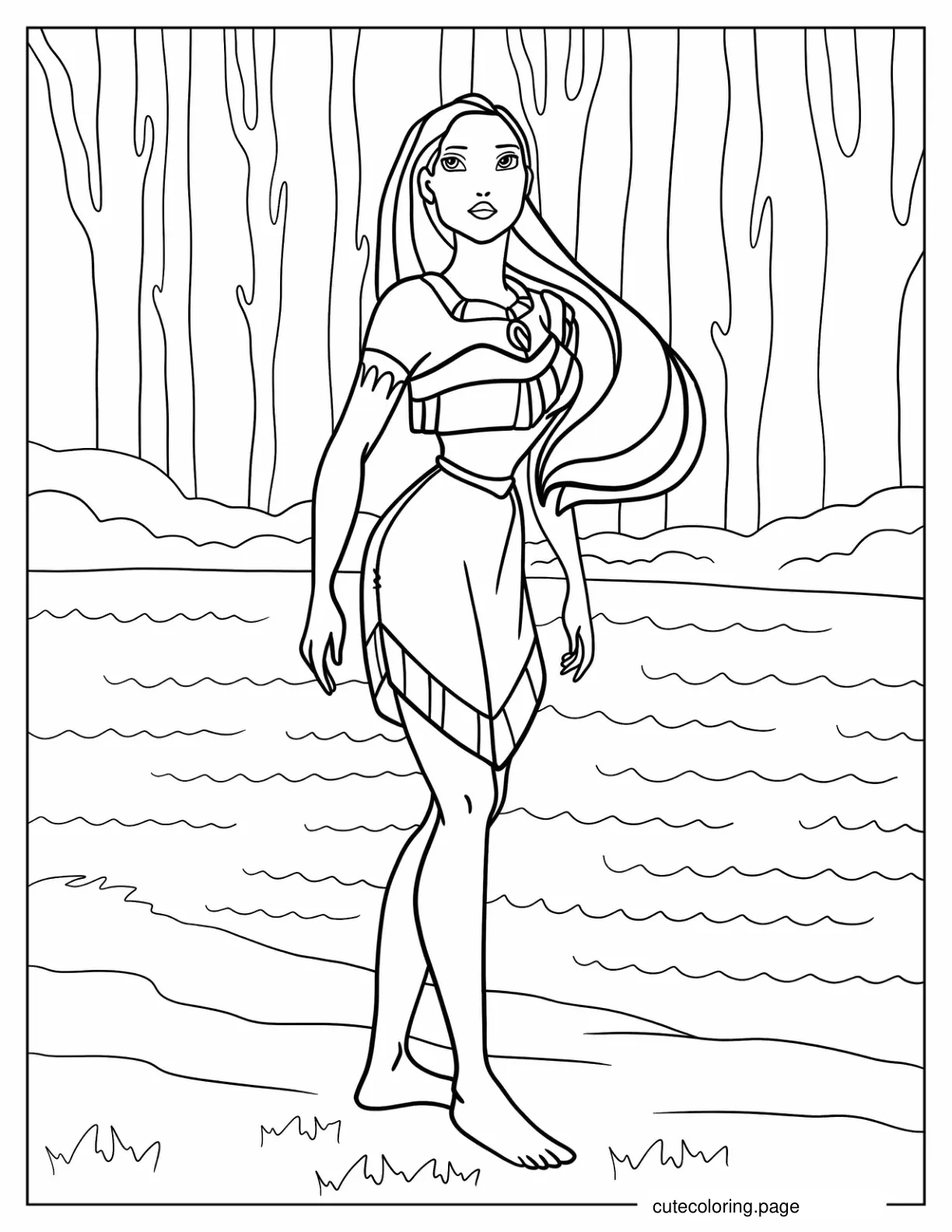 Detailed Coloring Page Pocahontas coloring page