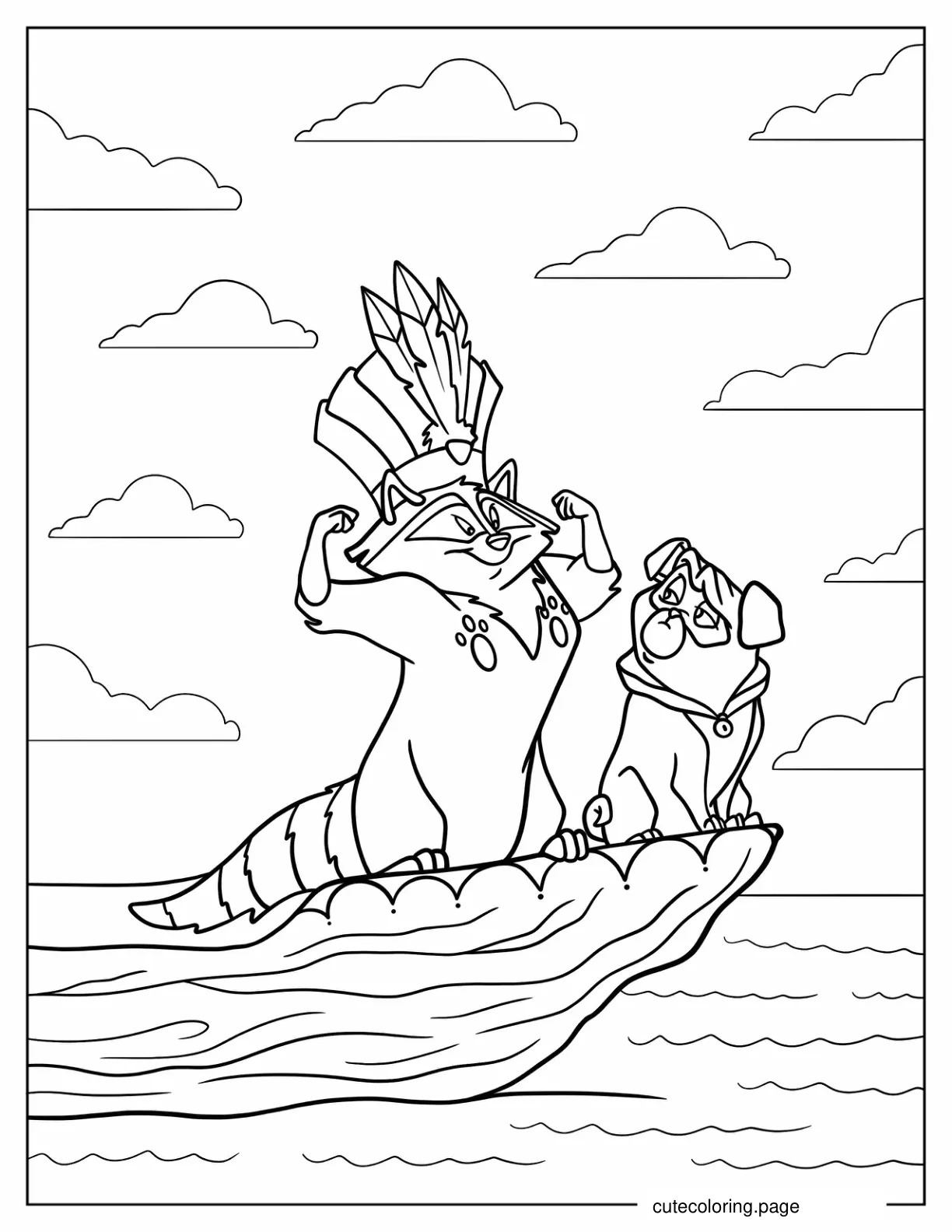 Meeko And Percy On Canoe Coloring In coloring page