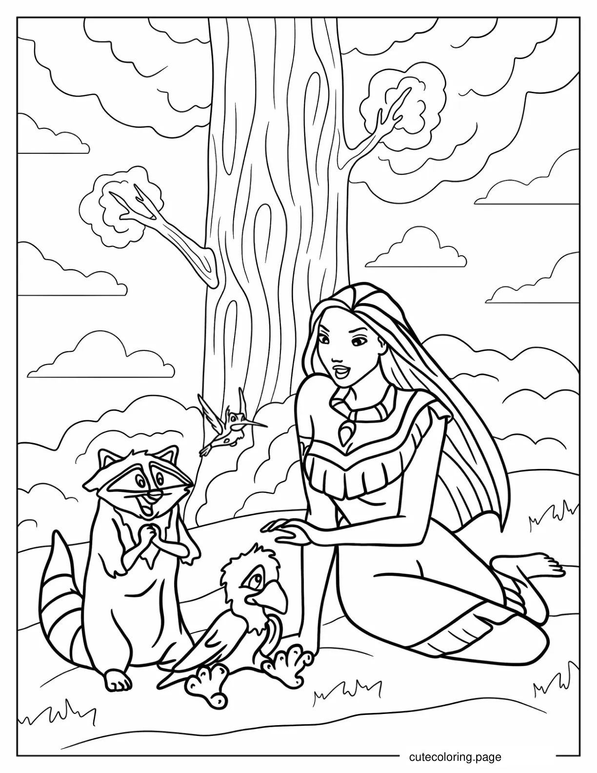 Simple Coloring Page Of Pocahontas coloring page