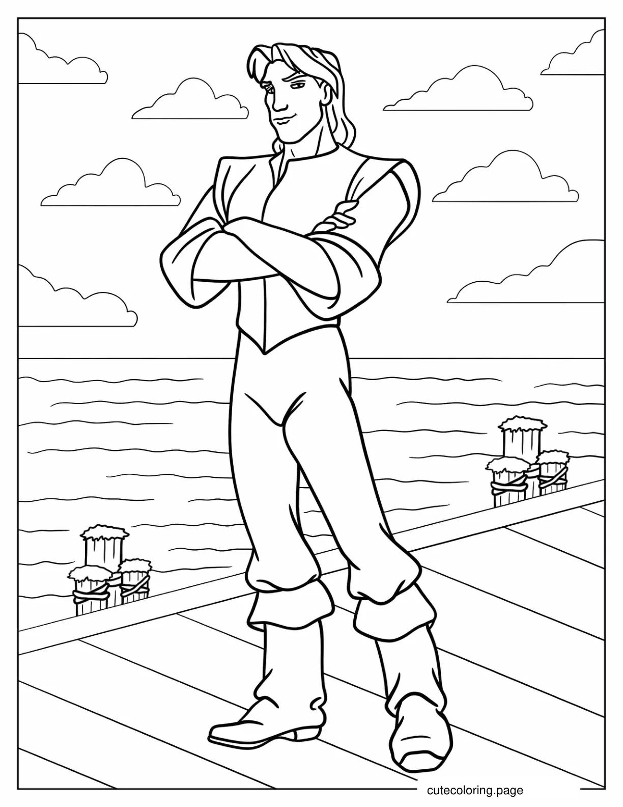 Simple Outline Of John Smith On Port coloring page