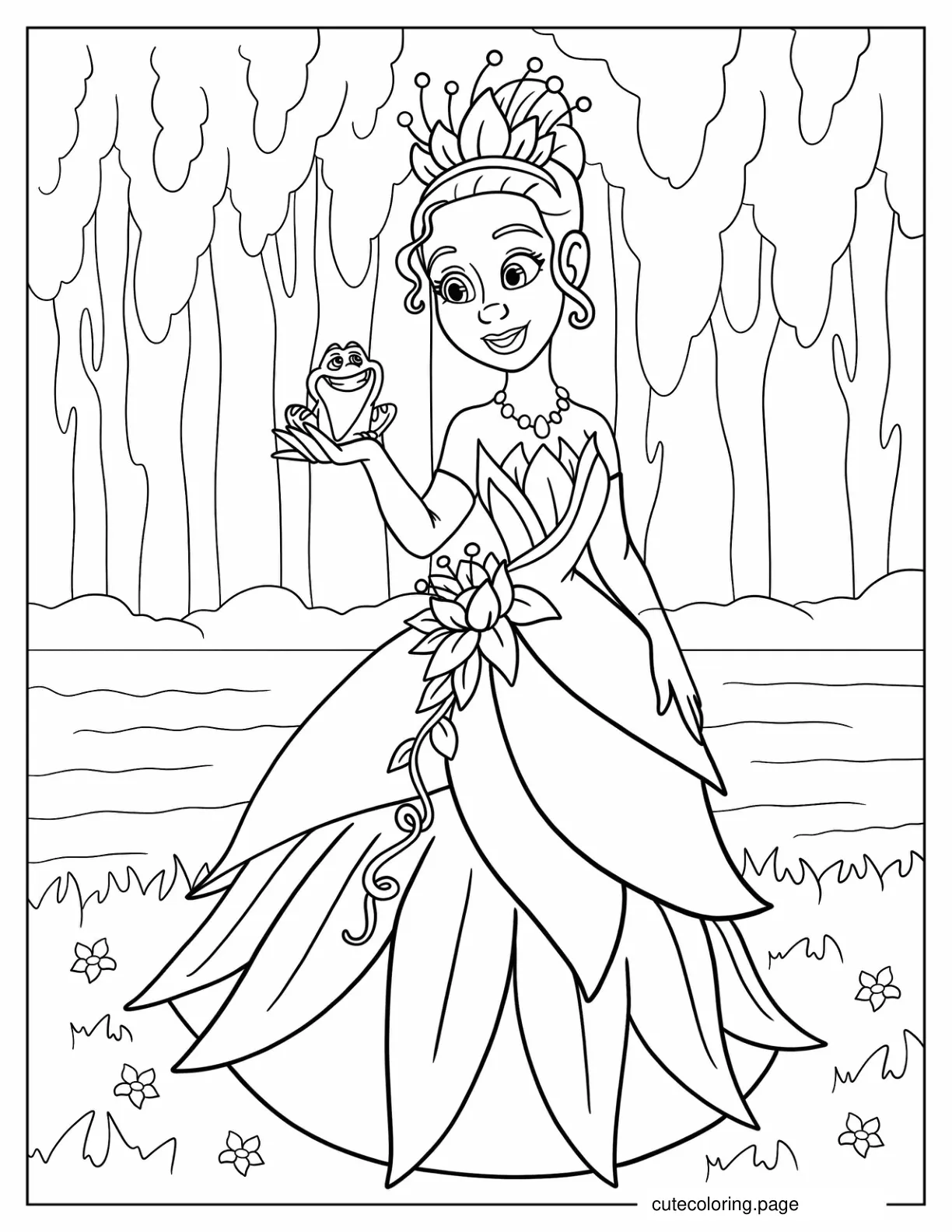 Chibi Tiana With Prince Naveen Coloring Sheet coloring page