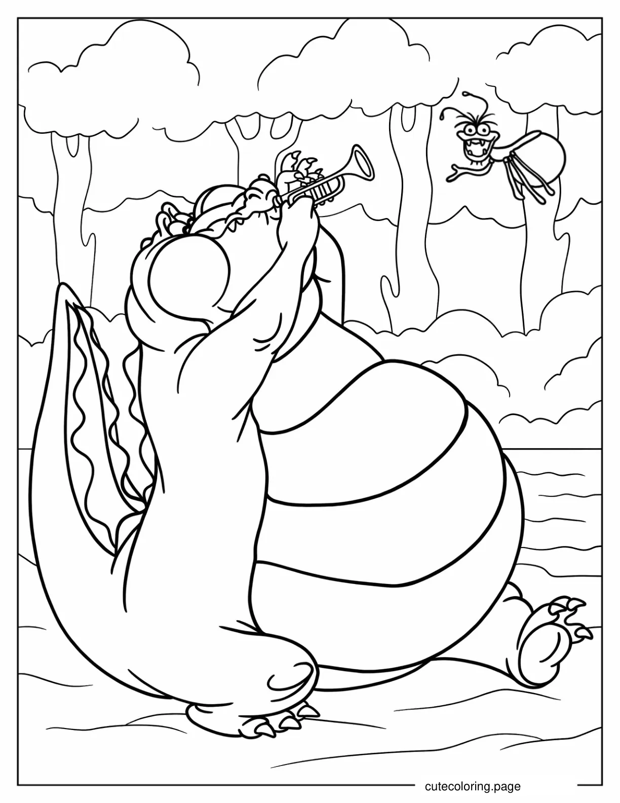 Louis Playing Trumpet With Ray coloring page